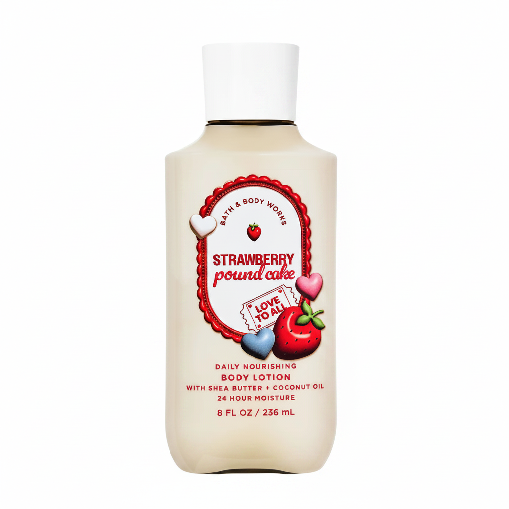 Strawberry Pound Cake Body Lotion White Background