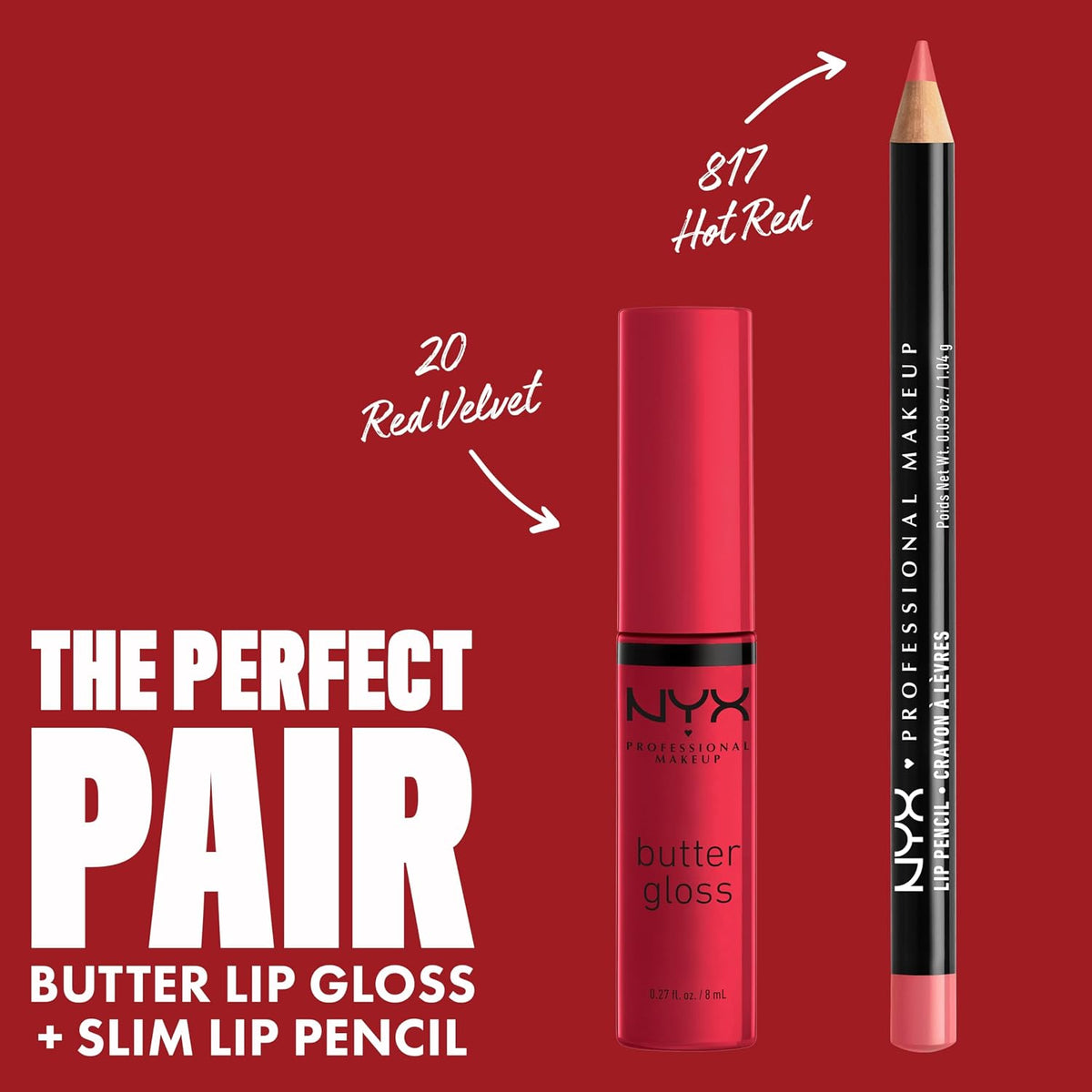 NYX Professional Makeup Red Velvet (Deep Red) Butter Gloss Non-Sticky Lip Gloss 8ml