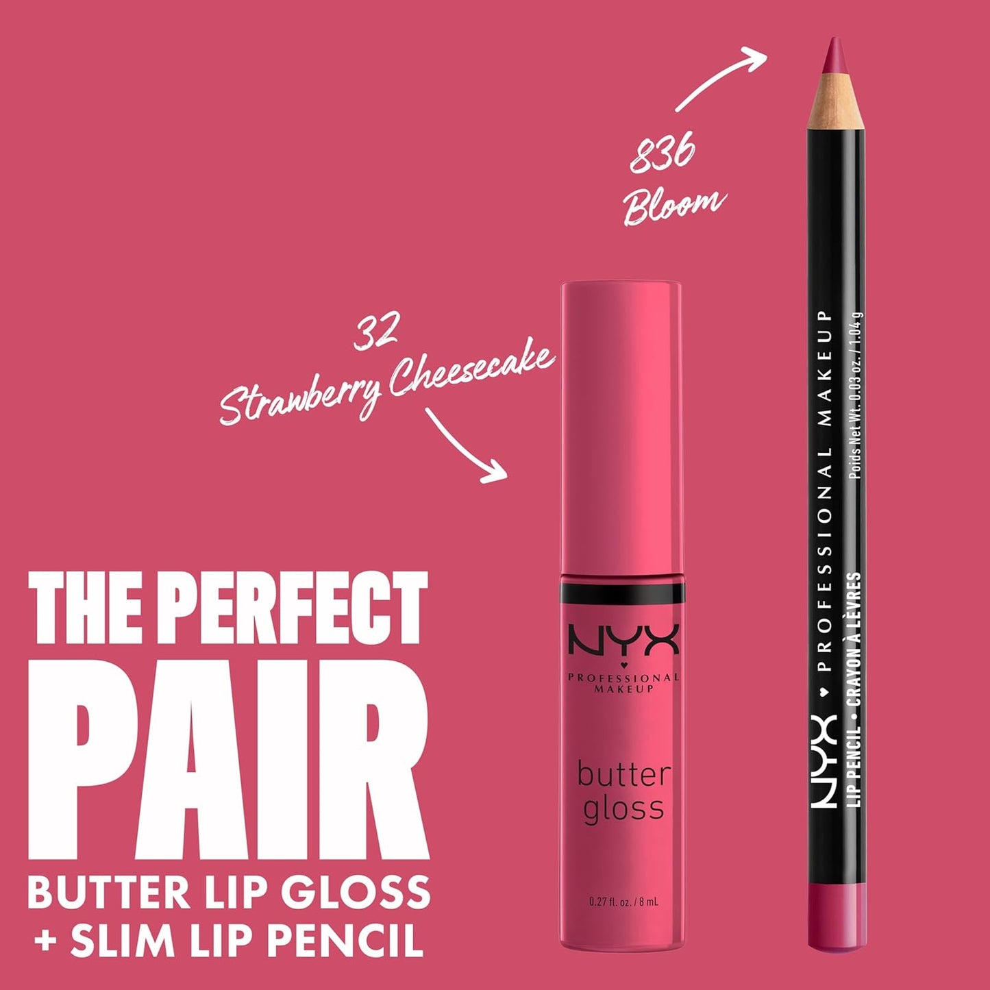 NYX Professional Makeup Strawberry Cheesecake (32 Warm Pink) Butter Gloss Lip Gloss 8ml