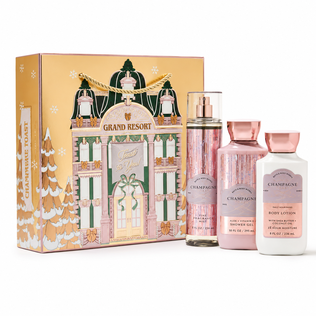 Bath & Body Works Champagne Toast 3-Piece Gift Box with Ribbon