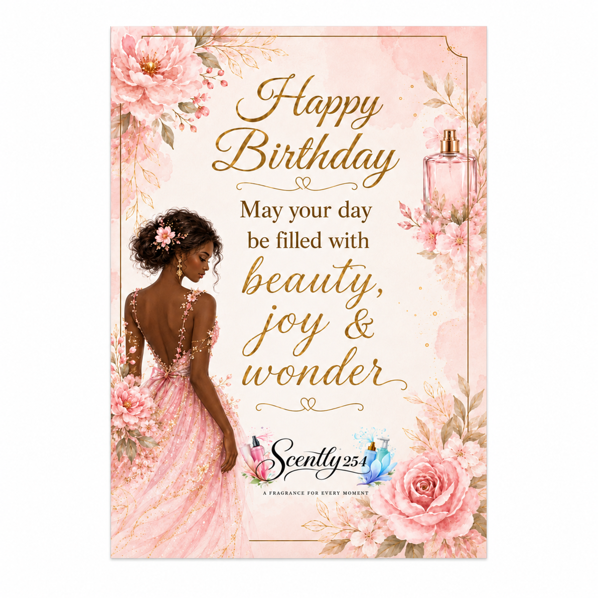 Scently254 Birthday Gift Card for Her – 4 x 6 in / 10.16 x 15.24 cm – 1 FREE card with ANY purchase