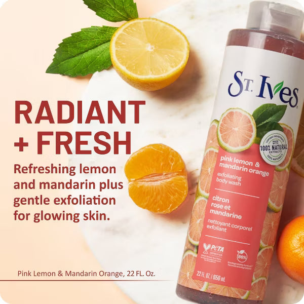 St. Ives Pink Lemon & Mandarin Orange Exfoliating Body Wash 650ml / 22 fl oz