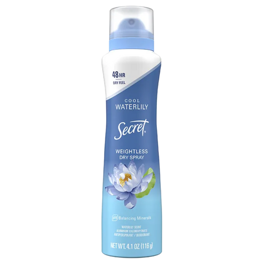 Secret Cool Waterlily 48HR Dry Feel Weightless Dry Spray Antiperspirant Deodorant 116g