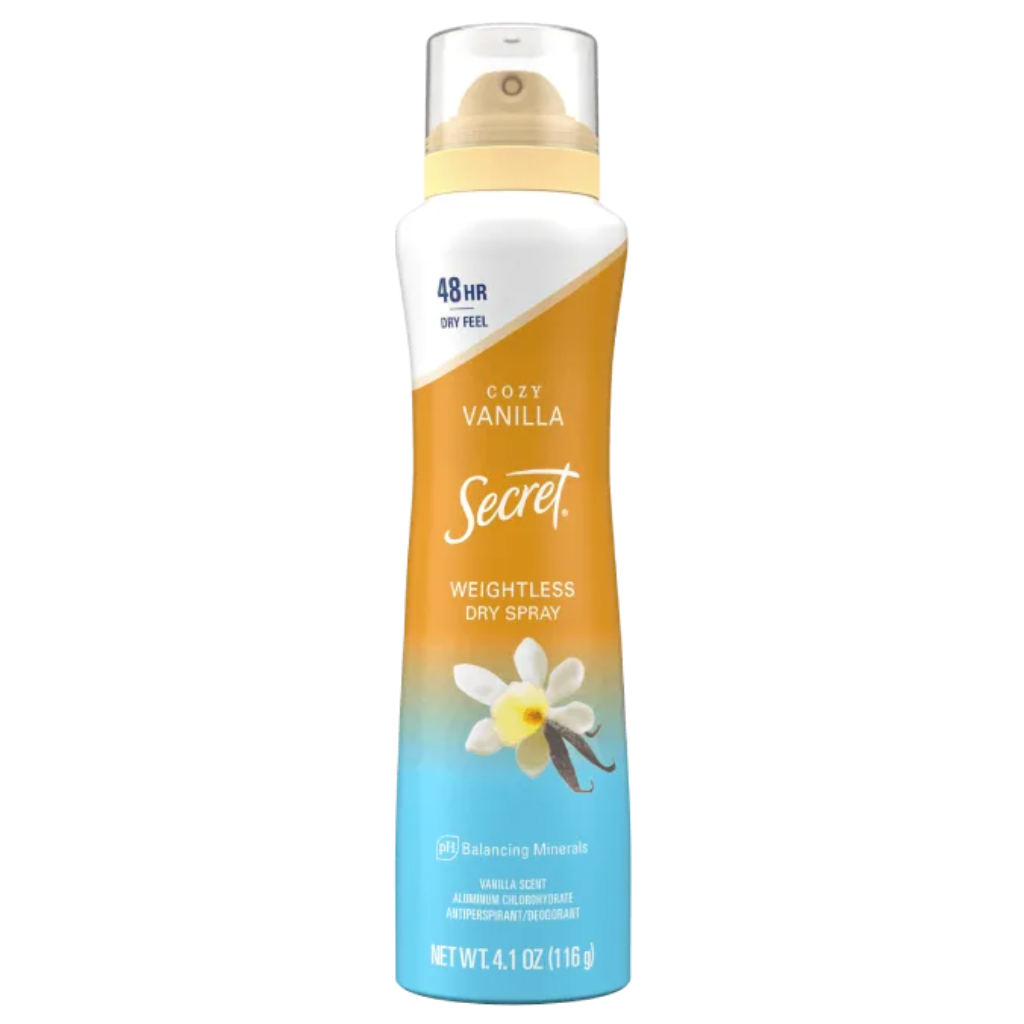 Secret Cozy Vanilla 48HR Dry Feel Weightless Dry Spray Antiperspirant Deodorant 116g