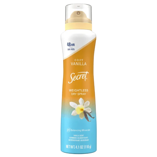 Secret Cozy Vanilla 48HR Dry Feel Weightless Dry Spray Antiperspirant Deodorant 116g
