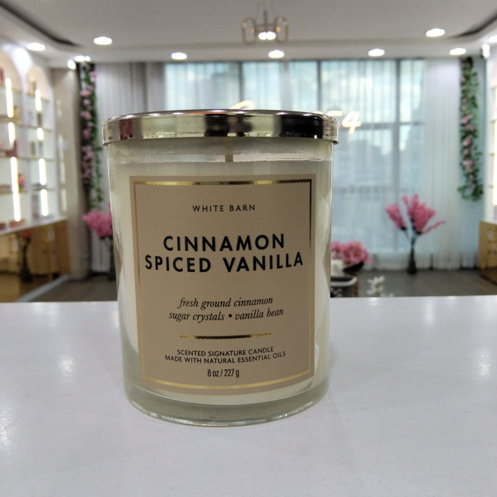 Bath & Body Works (White Barn) Cinnamon Spiced Vanilla Single Wick Candle 227g