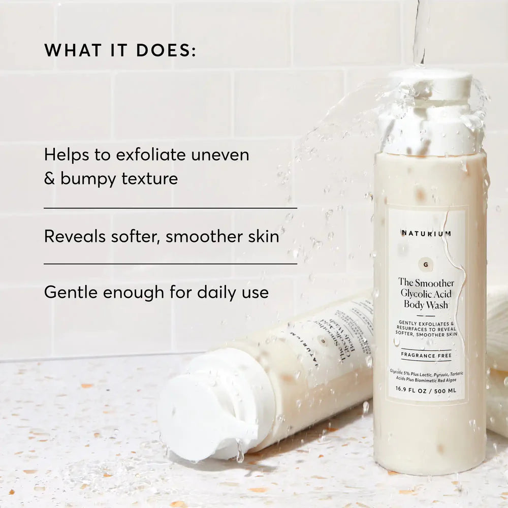 NATURIUM The Smoother Glycolic Acid Exfoliating Face & Body Wash 500ml / 16.9 oz