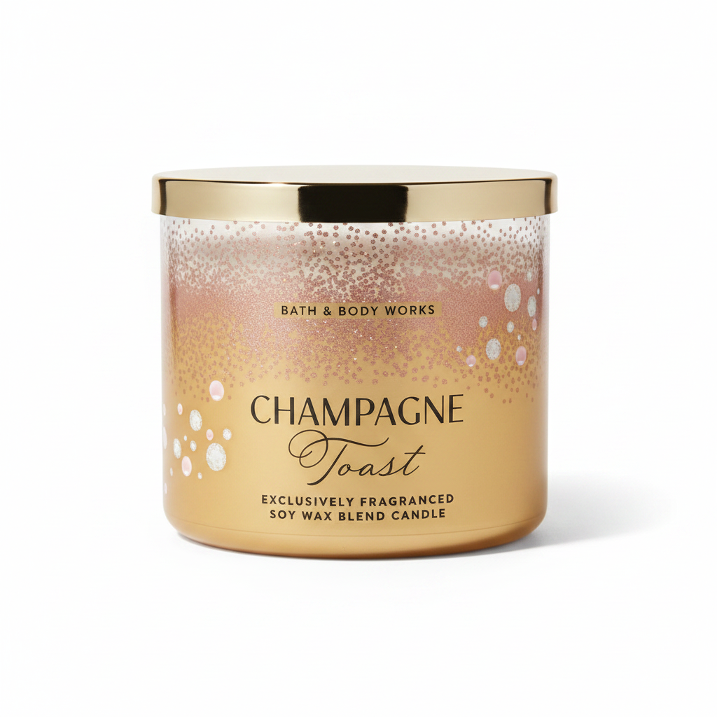 Champagne Toast 3-Wick Candle White Background