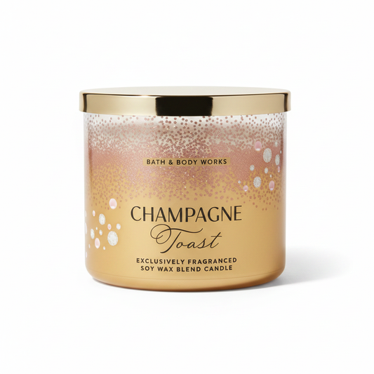 Champagne Toast 3-Wick Candle White Background