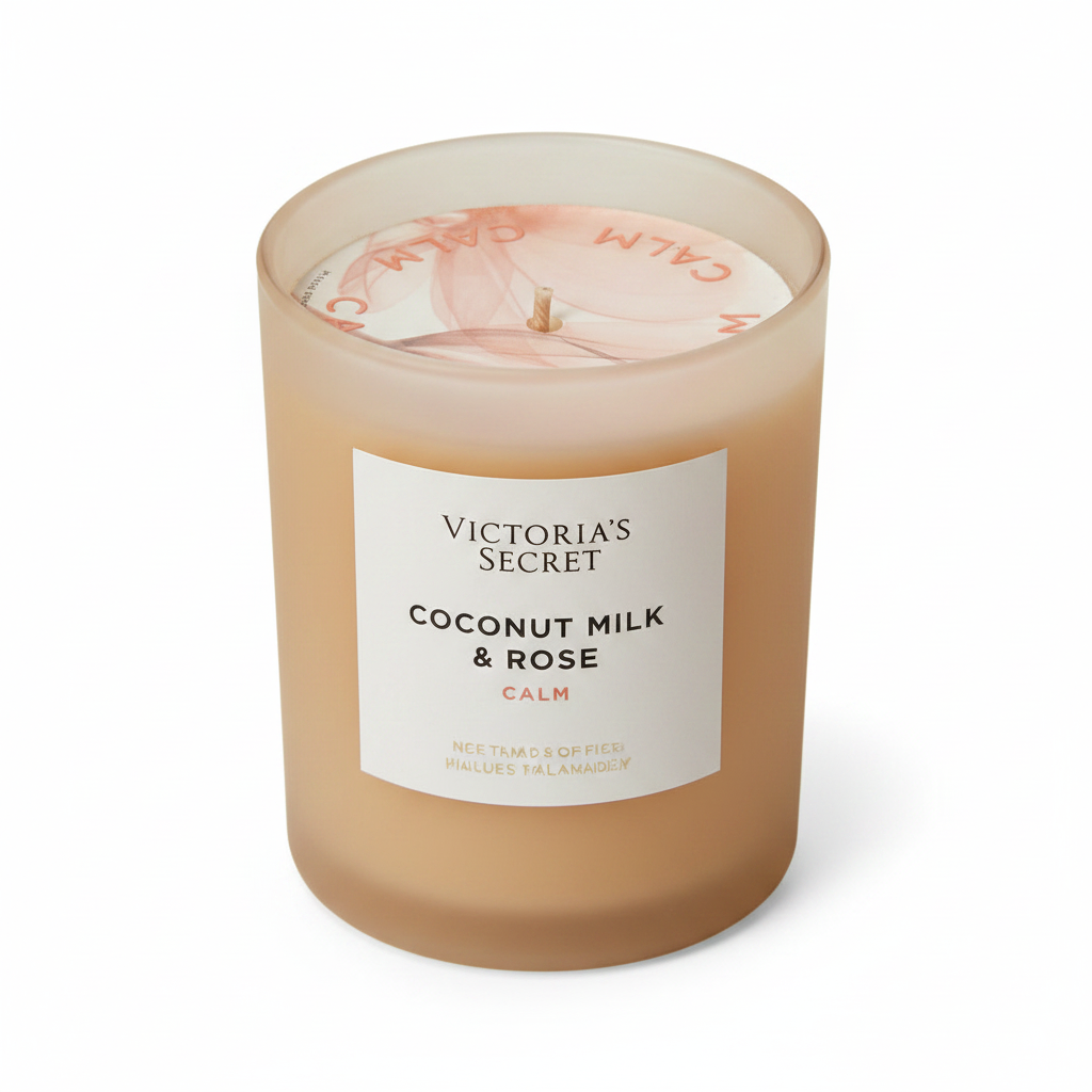 Coconut Milk & Rose Candle White Background