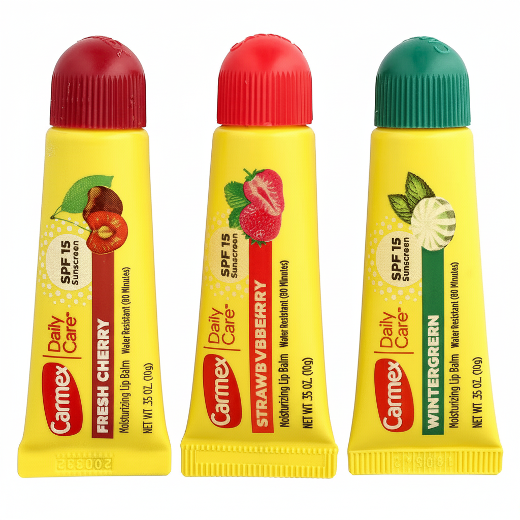 Carmex Daily Care Lip Balm 3-Pack Fresh Cherry Strawberry Wintergreen