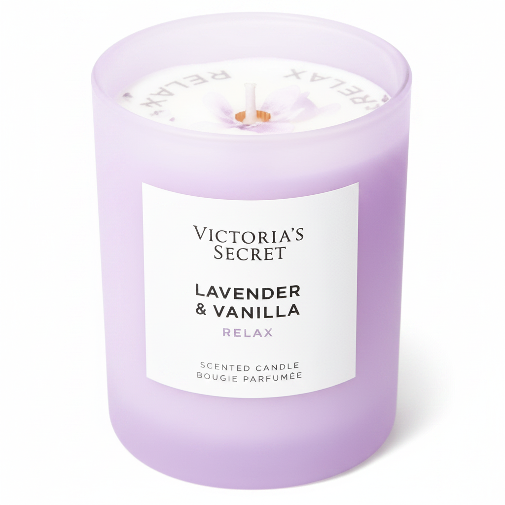 Lavender & Vanilla Candle White Background