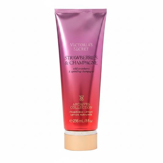 Strawberries & Champagne Fragrance Lotion White Background