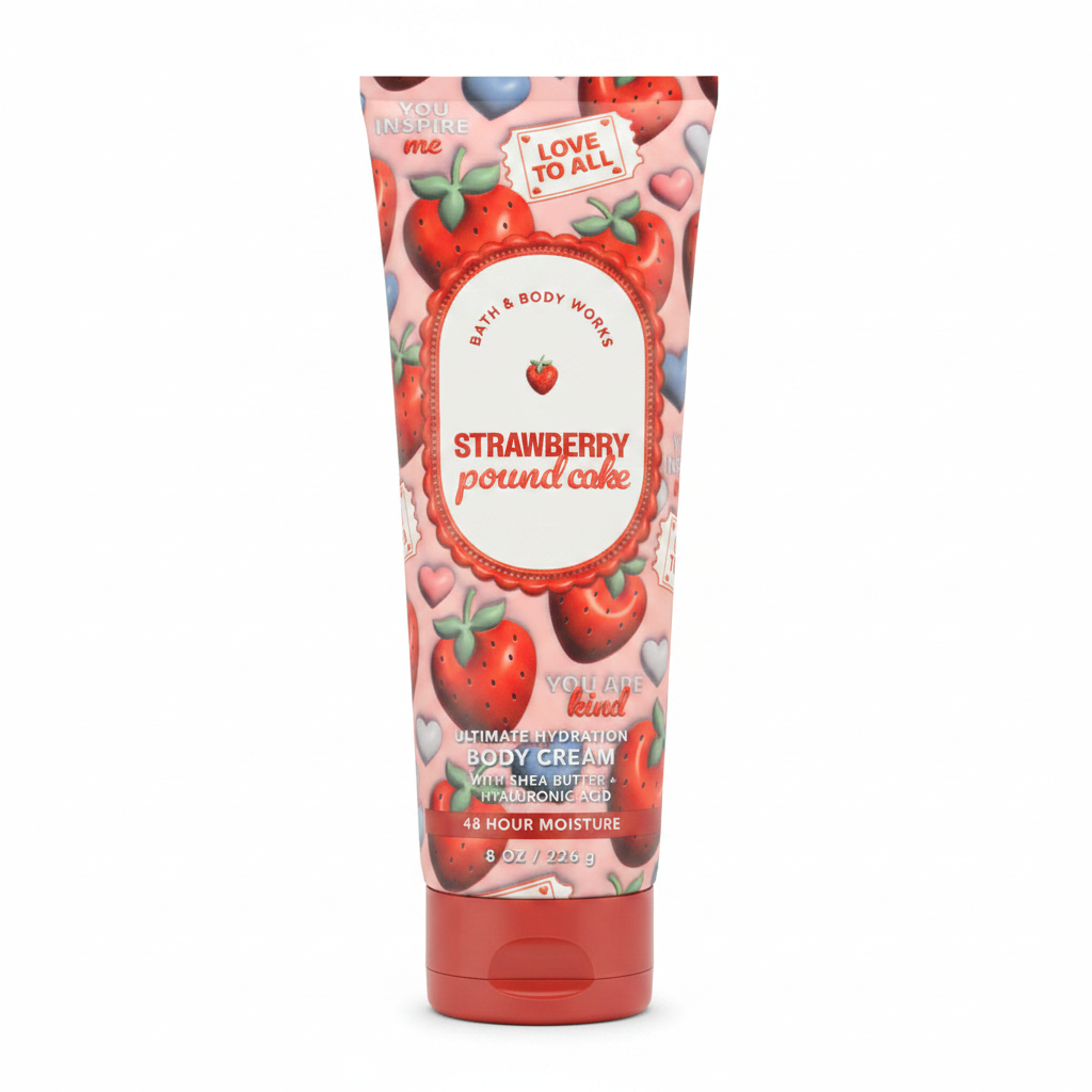 Strawberry Pound Cake Body Cream White Background