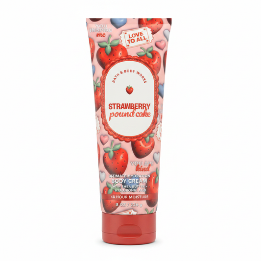 Strawberry Pound Cake Body Cream White Background