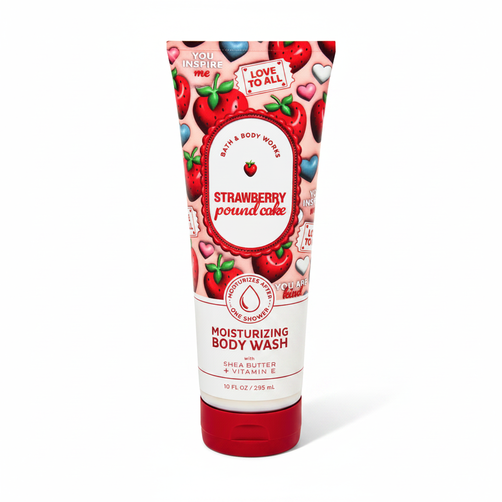 Strawberry Pound Cake Body Wash White Background